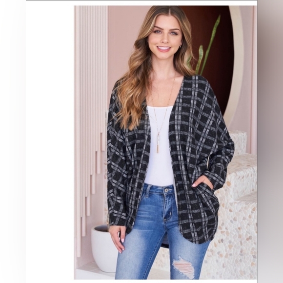 Plaid cardigan with pockets - Picture 5 of 5